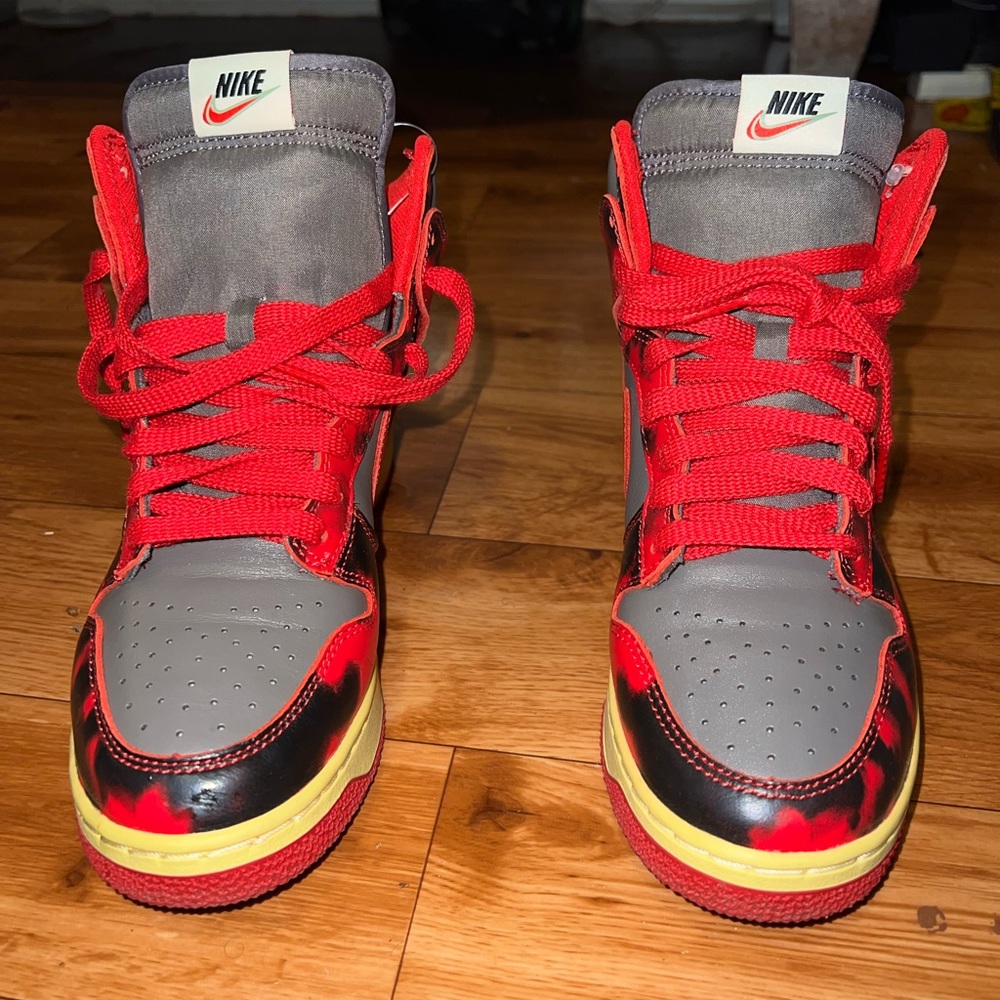 nike dunk high 1985 red acid wash sneakers mens size 7.5